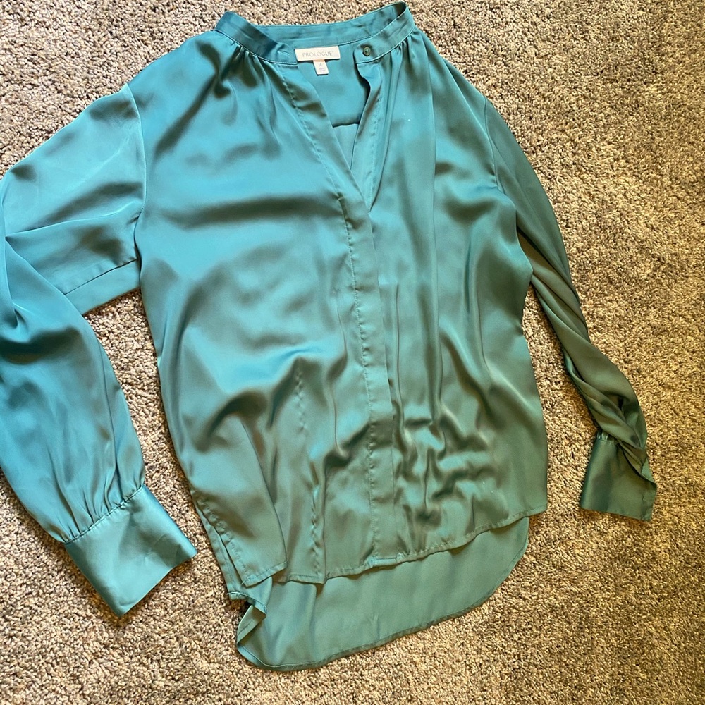 Silky satin long sleeve shirt